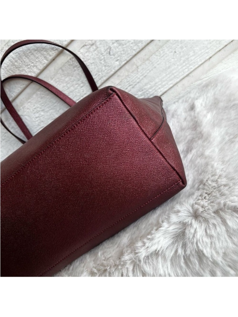 COACH Burgundy Metallic Ava City Metro Tote Shoulder Bag Gallery Laptop Work Bag - Picture 10 of 12